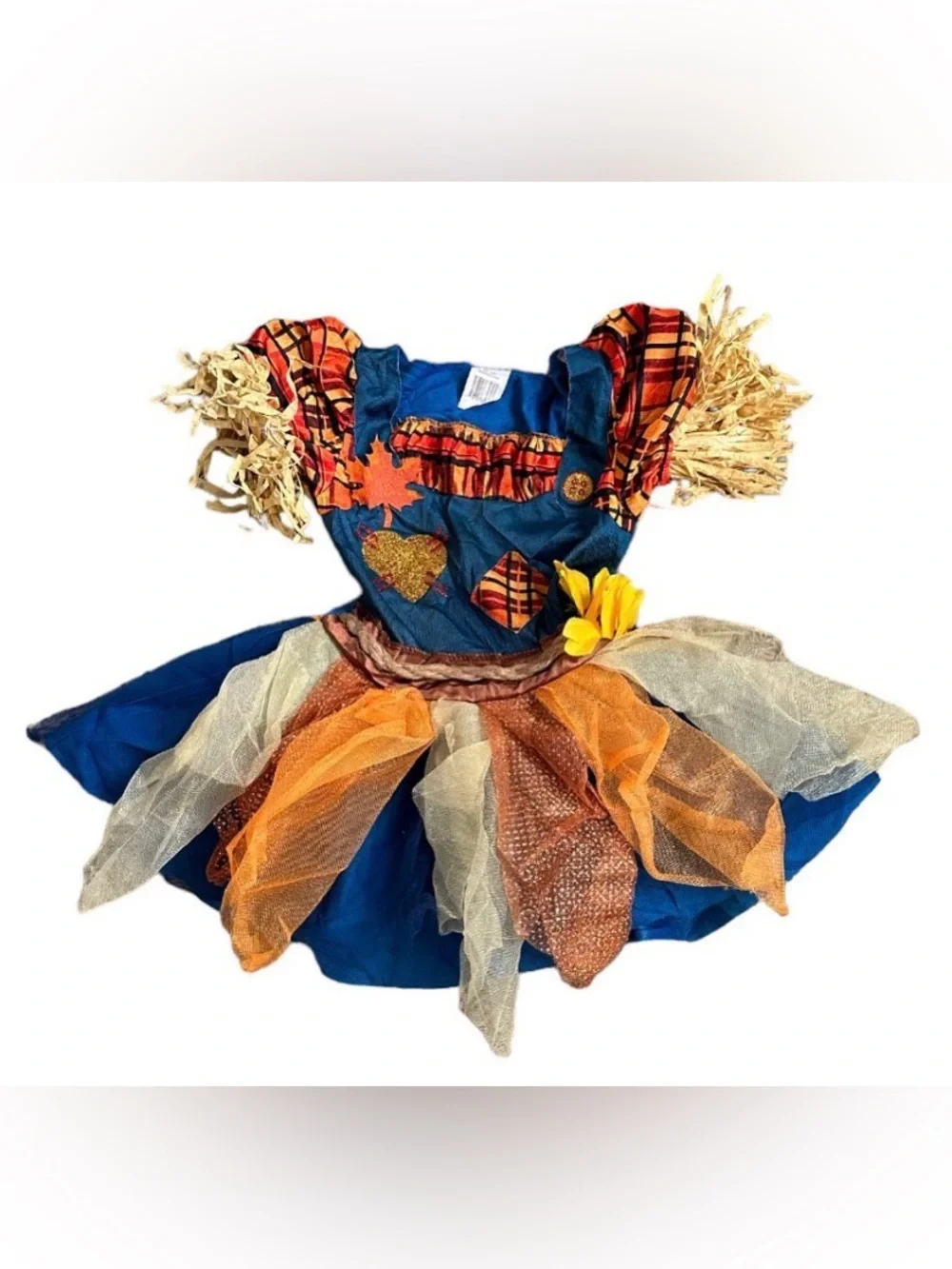 Toddler/Girls 2T Sweet Scarecrow Halloween Costume - Blue/Orange/Yellow Tutu